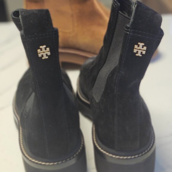 Tory Burch Suede Chelsea Boots – Black & Camel (Like New!) - Picture 7 of 8